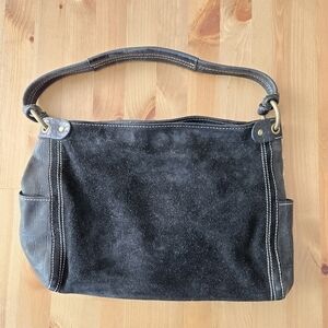 Fossil Black Suede‎ Shoulder Bag Small Rectangle